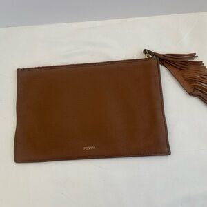 Fossil leather clutch bag